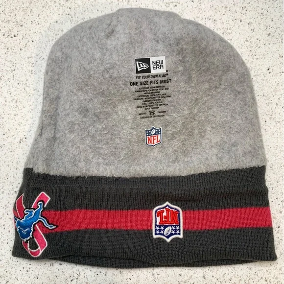 NFL New Era Detroit Lions Women’s Hot Pink Gray Heathered Wool Blend Beanie - Picture 4 of 4